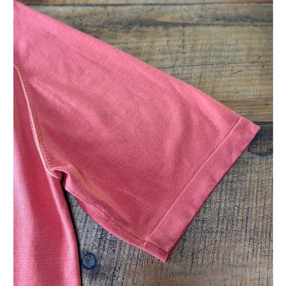 Mens Tommy Bahama Coral Orange Silk Blend Short Sleeve Summer Polo Shirt Large - Picture 4 of 8